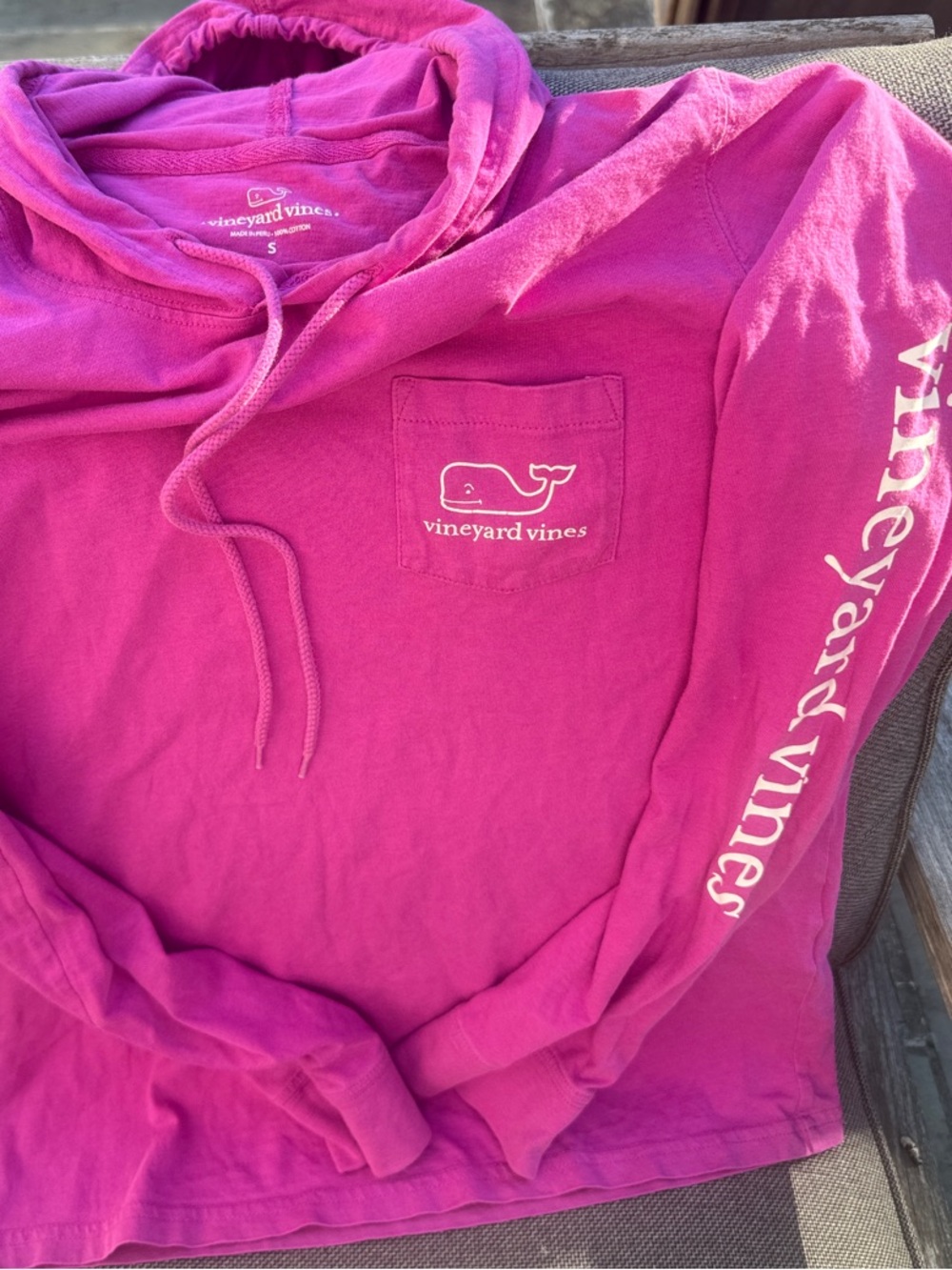 Vineyard Vines Pink Whale Pocket Hoodie 100% cotton Womens Small